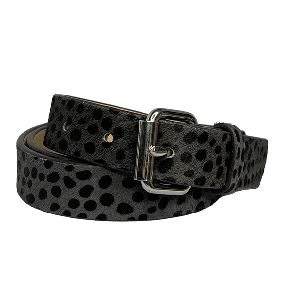 LOFT Faux Fur Textured Animal Print Belt Gray Black Women's Size XS - Picture 1 of 16